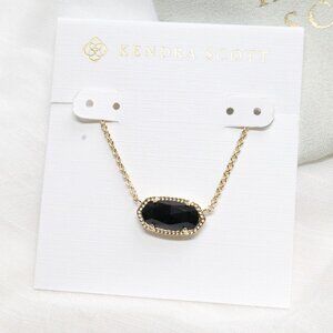 Kendra Scott Gold Elisa Black Opaque Glass Pendant Necklace